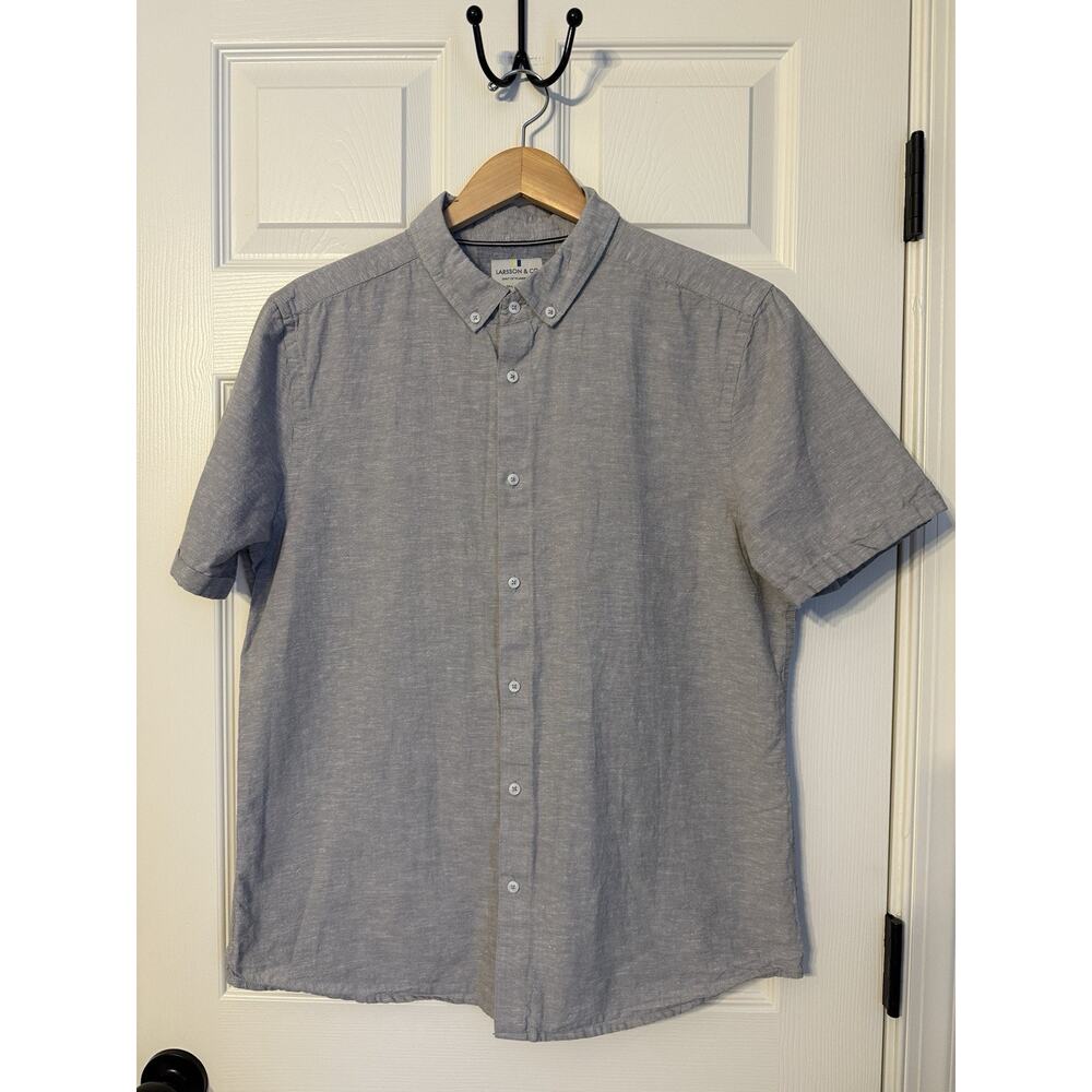 Larsson co Button Up Gray Linen Blend Shirt Men’s L